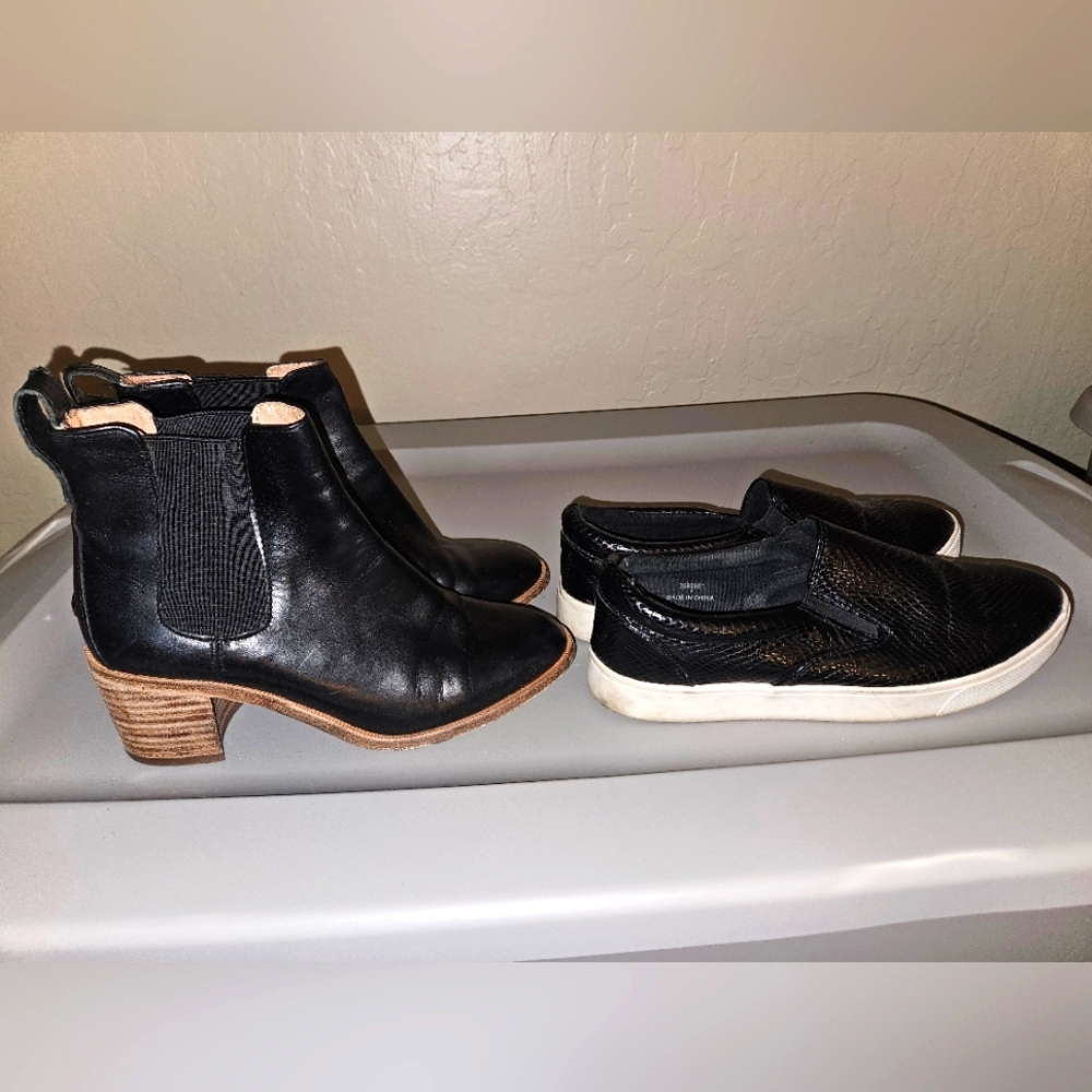 Black Madewell Ankle Boots size 5.5 and New Look Black slip-on sneakers size 7